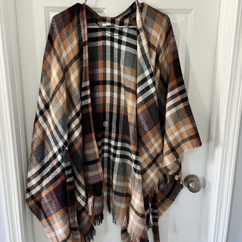 Plaid Poncho - One Size